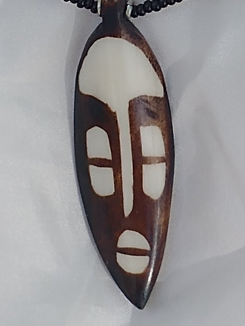 Handcrafted Ethnic Necklace – Tribal Mask Pendant Made of Vegetal Ivory Africa